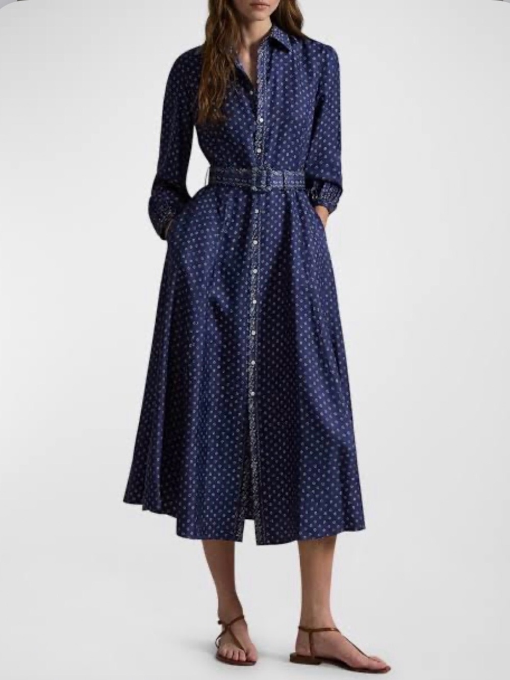 Polo Ralph Lauren 100% Silk Paisley Printed Belted Shirt‑Dress Size 0 NW